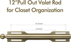 FIRJOY 12" Valet Rod for Closet Pull Out (2 Pack, Antique Brass)