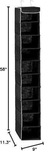 ZOBER Hanging Closet Organizer, 10-Shelf - Hanging Storage Organizer Shelves for Clothes, Towels, Toys - College Dorm Room, Nursery, & Home Closet