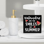 IYEZH Summer Decor Watermelon Wood Box Sign 5 x 5 Inches Desk Decor Rustic Country Wooden Square Sign Decor Watermelon Summer Decorations for Home Beach House Outdoor Shelf Wall Farmhouse Table Shelf