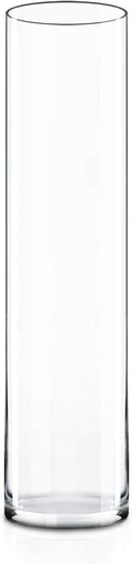 CYS EXCEL Cylinder Clear Glass Vase (H:26" D:6") | Multiple Size Choices Glass Flower Vase Centerpieces | Hurricane Floating Candle Holder Vase