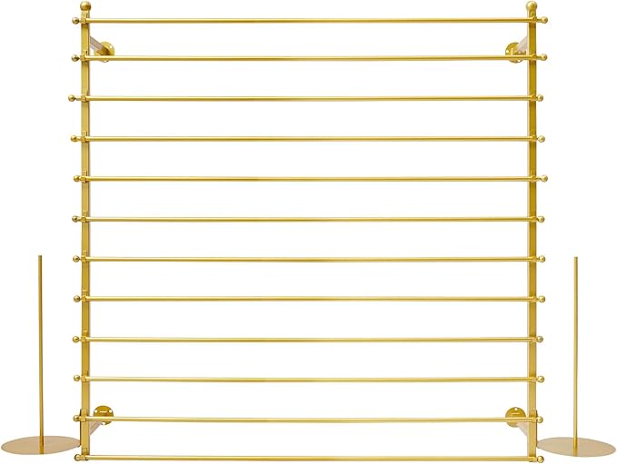 12-Tier Wall Mounted Scarf Rack, Scarf Display Rack, Towels Storage Hanger, Commercial Hijab Scarf Holder Organizer Space Saving for Retail Stores, Boutiques, Home (Gold, 47in Width)
