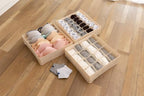ALYER Collapsible Fabric Drawer Organizer Divider,Closet Storage Box Bins Containers for Panties,Underwear, Ties,Bras, Socks, Lingerie (Beige-24 Cells)