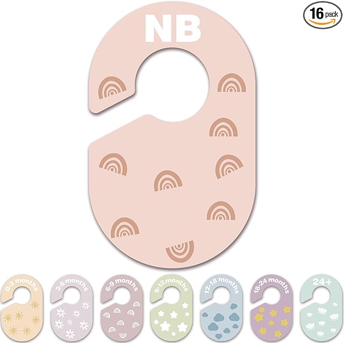 Baby Closet Dividers, Durable Plastic Baby Clothes Organizers for Nursery Closet, Double-Sided Dividers for Newborn to Toddler, Clothes Organizer by Size & Age (16-Pack)