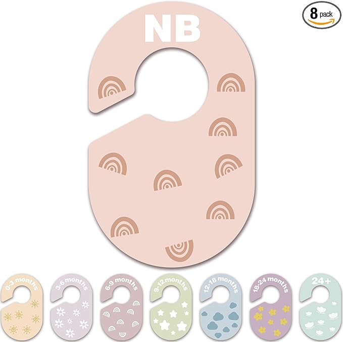 Baby Closet Dividers, Durable Plastic Baby Clothes Organizer for Nursery Closet, Double-Sided Dividers for Newborn to Toddler, Clothes Organizer by Size & Age (8-Pack)