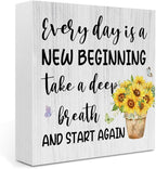 Sunflower Decorations Sunflower Desk Accessories Motivational Desk Decor Summer Decorations Wooden Box Sign for Home Office Farmhouse Table Shelf