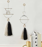 Cute Wall Hanging Macrame Wall Hanging Brass Wall Art Tassel Handmade Home Décor (Gold)
