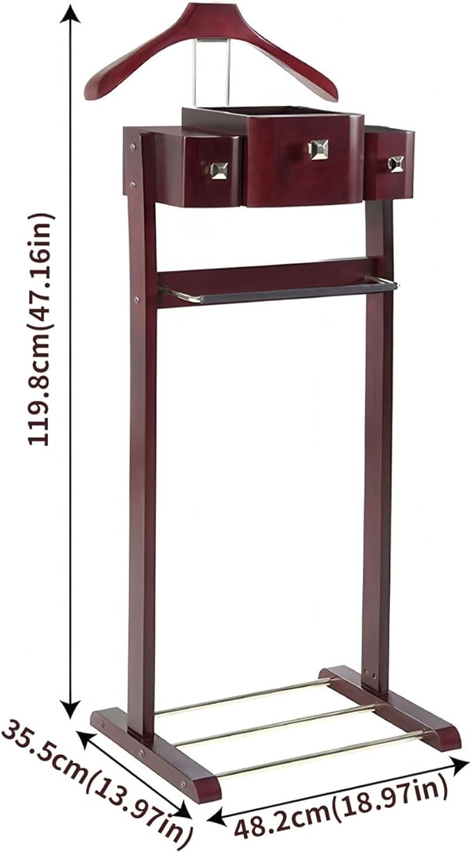 Mens Valet Stand With Top Tray Non-Slip Trouser Bar Clothes Valet Suit Stand Freestanding Clothes Rack For Living Room Entryway Bedroom Office