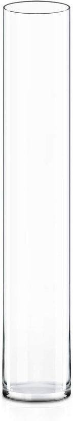 CYS Excel Clear Glass Cylinder Vase (H:28" D:4") | Multiple Size Choices Glass Flower Vase Centerpieces | Hurricane Floating Candle Holder Vase