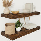 Vivelove 12" Deep Floating Shelves for Wall 30" Long, Wall Shelves for Living Room Bedroom Bathroom Kitchen Laundry Room, Farmhouse Rustic Shelves for Home Decor, 30" X 12" X 2" Set Of 2, Rustic Brown