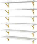 YGEOMER White Floating Shelves for Wall, Farmhouse 23.6 Inch Wall Shelves for Bedroom, Bathroom Storage, Living Room and Kitchen Decor (Set of 6 White)