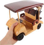 INOOMP Vintage Wooden Car Sculpture Retro Desk Display Model Antique Vehicle Figurine with Natural Finish for Home Decor and Collectors