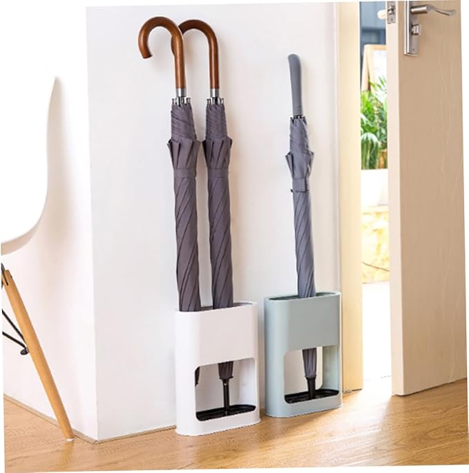 Umbrella Stand, Plastic Umbrella Holder with Removable Drip Tray Rectangular Umbrella Holder Rack for Home Office Entry Hallway, White
