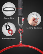 DASKING Premium Red Aerial Hoop Kit 85cm (33.5")/90cm (35.4") Single-Point Ring, Professional Aerial Ring Set, 2-Ton Safety System & Glossy Finish