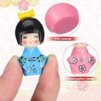 HOMSFOU 12Pcs Japanese Kimono Girl Doll Set Traditional Collectible Dolls Handcrafted Miniature Statues for Home Decoration Desk Display