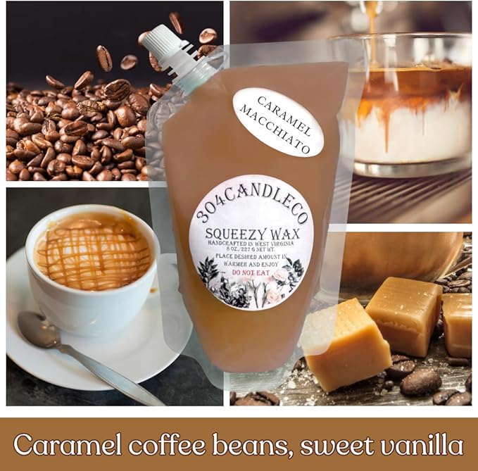 304CandleCo Large Squeeze Soy Wax Melt - 50 SCENTS! - Highly Fragrant & Hand-Crafted - Easy Mix & Match - American Made - Perfect for Wax Warmers (3oz, Caramel Macchiato)