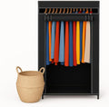 HOLDN’ STORAGE Portable Wardrobe Closet - 50 lb Capacity, Internal Heavy Duty Metal Rod, Zipper & Clear Window, Durable Clothes Organizer, Tool-Free Easy Assembly, Black Canvas Cover