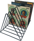 Vinyl Record Storage Holder Stand - Premium Triangle Metal Wire Magazine and Book Rack holds up to 33 Lp Album Records, Simple, Functional and Contemporary Vinyl Organizer - Small 5slots (Rose)