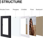Vittanly 4x6 Picture Frames Set of 9, Shatter Resistant Plexiglass, Display 3.5x5 Pictures with Mat or 4x6 without Mat, Photo Frames for Wall or Tabletop, Engineered Wood, Black