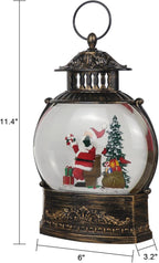 Wondise Lighted Christamas Snow Globe Lantern with Timer, 11.2 Inch USB Plug-in & Battery Operated Spinning Water Glitters Lighted Singing Snow Globe(Santa)