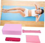 POPETPOP 1Set Yoga Tool Kit Includes Yoga Brick Resistance Ring Stretch Band and Towel Lightweight and Durable Fitness Accessories for Home Gym Pink Color
