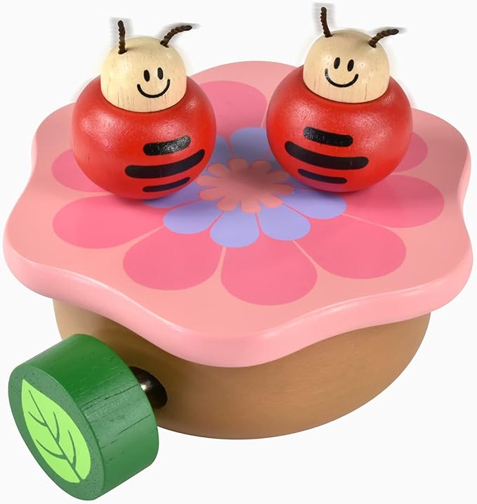 I'm Wooden Music Box Mechanism - Rock n Roll Dancing Bug on Flower Playing Minuet No.3 for Kids (Ladybug)