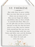 Inspirational Wall Art St. Therese Quote May Today There Be Peace Within Wooden Hanging Sign Literary Home Decor Home Office Church School Decor Great Catholic Gift 10x8 Inches