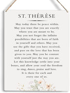 Inspirational Wall Art St. Therese Quote May Today There Be Peace Within Wooden Hanging Sign Literary Home Decor Home Office Church School Decor Great Catholic Gift 10x8 Inches