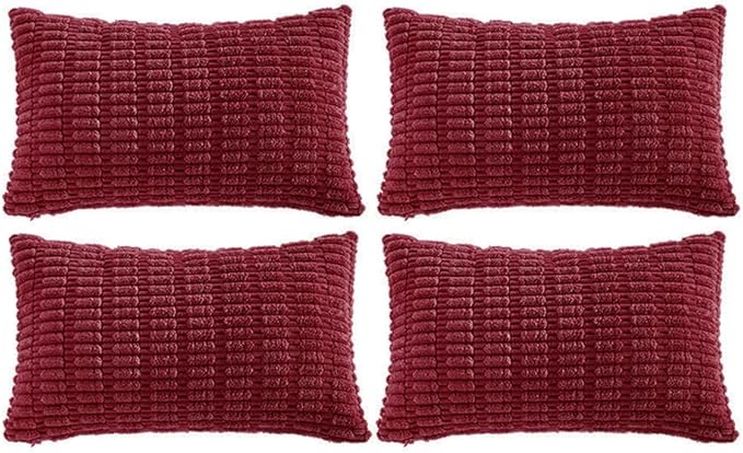 Fancy Homi 4 Packs Decorative Throw Pillow Covers for Living Room Couch Bed, Modern Farmhouse Boho Home Décor Accent Cushion Case, 20" x 12", Burgundy