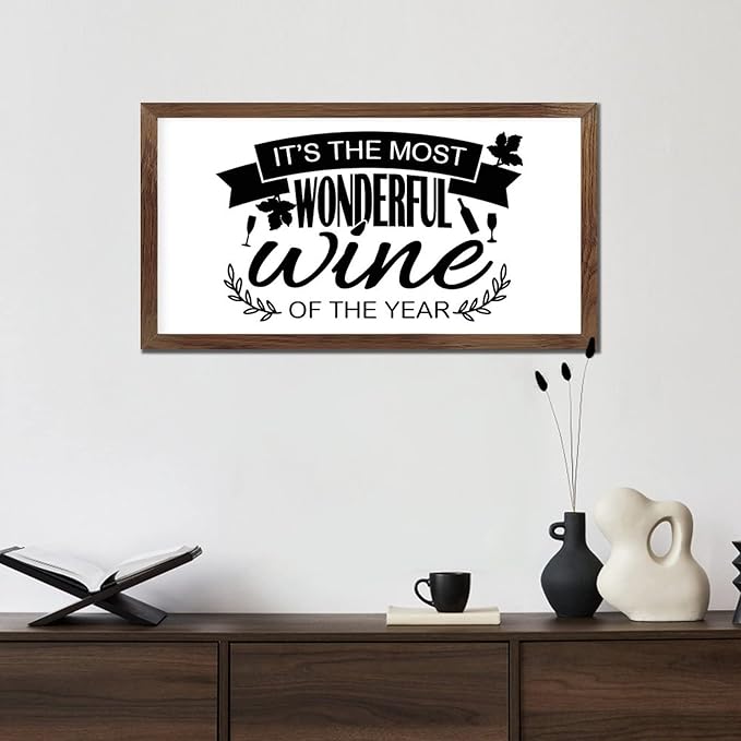 Scripture Verses 12x22in Hanging Wall Sign with Positive Saying Its the Most Wonderful Wine of the Year Vintage Style Apricot Frame Wooden Plaque for Cottage Bedroom Farmhouse Porch Wall Decor