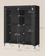 SONGMICS Portable Closet, Fabric Wardrobe, Clothes Rack with Shelves, Pockets, Large Capacity, 3 Hanging Rods, 50 x 17.7 x 70.9 Inches, Black URYG010BZ02