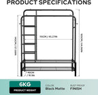 Clothes Rack, Double Rods Clothing Rack with 2 Bottom Shelves & 4 Side Shelves, Metal Garment Rack for Hanging Clothes, Heavy Duty Clothes Rack for Bedroom, Laundry, Living Room, Black