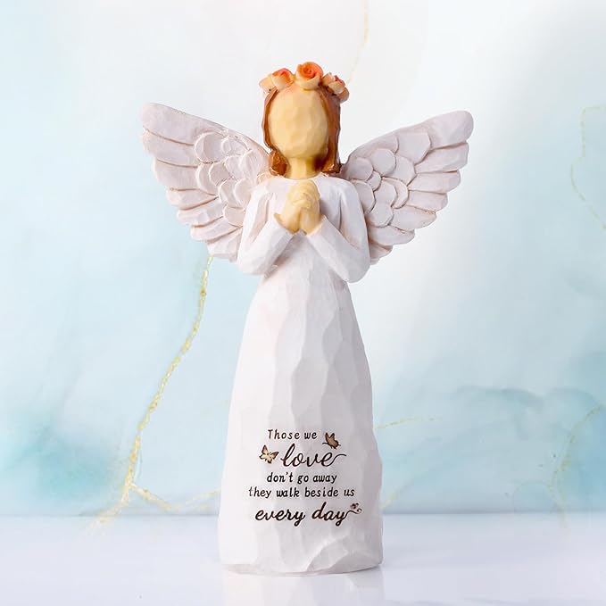 Kohehe Sympathy Gifts for Loss of Loved One, 5.12" Angel Sympathy Gift,Memorial Gift for Loss of Dad Mom Grandmother, Angel Figurine for Bereavement Remembrance Gifts (Sympathy-Figurine)