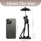 Sziqiqi Iron 6th Sculpture for Wife - Black Metal Couple Statue Kissing Under Umbrella Man Woman Sculpture Figurines for Shelf Mantel Fireplace Entry Bookshelf Television Room
