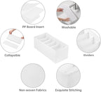 3 Packs Fabric Belt Organizer, 6 Grids Belt Organizer for Closet and Drawer, Foldable Dresser Drawer Organizers, Tie Holder -White