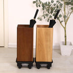 zktoermn Square Umbrella Stand Rack with Wheels, Wooden Umbrella Organizer Bin, Retro Indoor Umbrella Holder for Entryway, Office, Home(Brown,42x28x61cm)