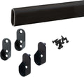 Custom cut to size (12-92 inches) oval closet rod with choice of end support (Matte Black)