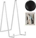 Large Plate Holder Display Stand - 10 inch Tall Plate Stands for Display - Metal Picture Frame Stand - Big Tabletop Easel Stand for Decorative Plates | Platter | Book | Plaque | Tile - 2 Pack - Silver