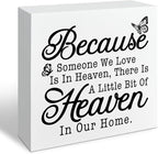 Farmhouse Style Sign, Because Someone We Love Is In Heaven, Bereavement Sign, Sympathy & Memorial Signs, Sympathy Gift, Wood Farmhouse Decor, Box Signs Decor Tabletop, 5.1x5.1inches