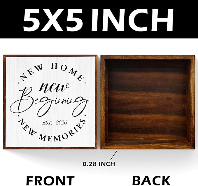 Home Sweet Home Sign 2026 Housewarming Gifts Housewarming Party Decorations Wooden Box Sign Plaque for Living Room Bathroom Bedroom Shelf Desk Decor