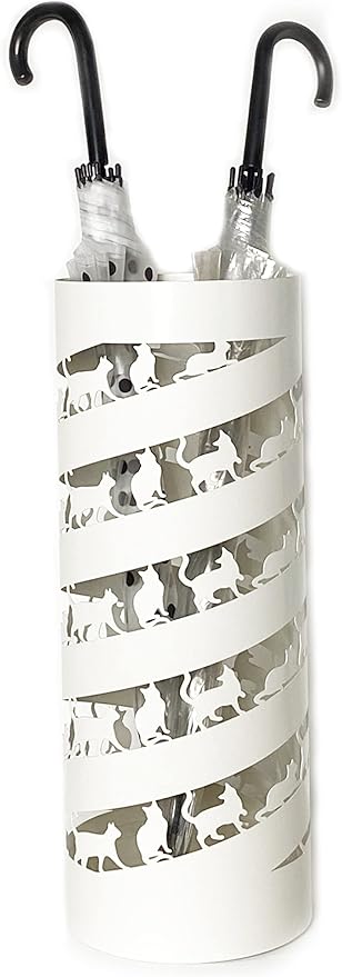 Mango Steam Round Cat Spiral Umbrella Stand 22" Tall, White