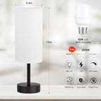 Dicoool White Touch Table Lamp with USB - 3 Way Dimmable Bedside Lamp for Nightstand, Bedroom Lamp with Black Charging Station for Desk, Office, Kids Room, Dorm, Small