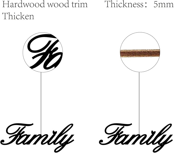 CREATCABIN Wood Family Sign Wall Decor Art Cutout Letter Word Laser Cut Unfinished Decorative Accessories Modern for Living Room Home Door Farmhouse Porch Bedroom Decoration 11.8 x 4.7 Inch,Black