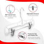 DEILSY™ Skirt Hangers 100 Pack Pants Hangers Shorts Clear Plastic Clothes with Adjustable Clip Non-Slip Clothes Clip Perfect for Pant, Pack of 100