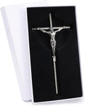 DCCXN Crucifix Wall Cross, Catholic Silver Metal Wall Crucifix with Custom Engraving Design for Home Decor - 10 Inch