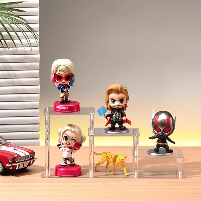 3 Tier Clear Acrylic Display Risers Stand Shelf, Acrylic Stands Display for Collectibles Pop Figure Models Perfumes Jewel,Action Figures Stand Organizer