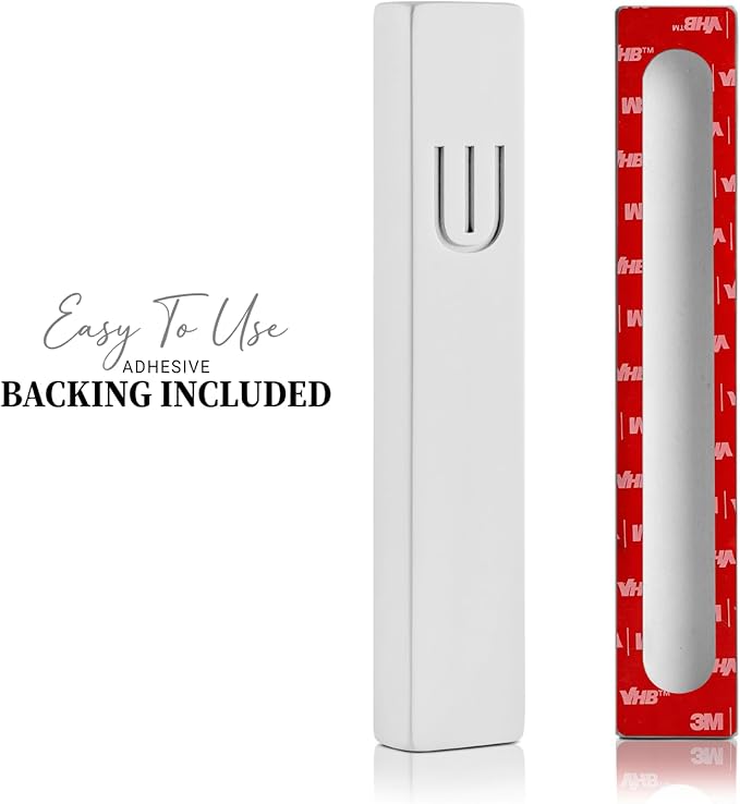 SURI Mezuzah for Door with Scroll – 6 Inch Modern Mezuzah Case with Non Kosher Scroll Included, Fits up to 5” Scroll, Easy Adhesive Installation, Gift Box Included