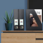 Acrimet Magazine File Holder Bin Storage, Vertical Rack for Documents, Folders and Mail, Durable Plastic Desk Organizer for Office & Home (Black Color) (2 Pack)
