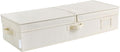 Foldable Under Bed Organizer with Double Folding Lid, Closet Organizers and Storage Bins for Blanket, Clothing, Comforter, Sweaters, Pillows, Linen Sheets, Wrapping Paper, Ivory White