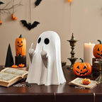 Halloween Ghost Figurine, Funny Statue Decor, Cute Finger Ghost Ornaments for Home, Garden, Tabletop Halloween Decorations, Christmas