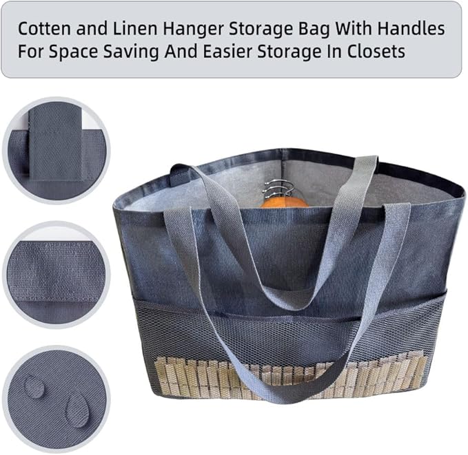 Clothes Hanger Organizer Holder for Space Saving, Fresheracc Hanger Triangle Storage Bag with Handles for Closet Tidier Laundry Rooms Wardrobe Drying Rack, Waterproof Container (Mesh Grey)
